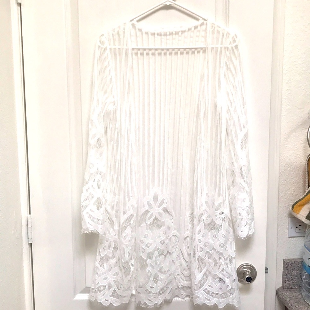 Sheer lace long sleeve cardigan